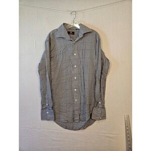 Circle of Gentlemen Mens Glen Plaid Houndstooth Cotton Button Down Shirt Black L